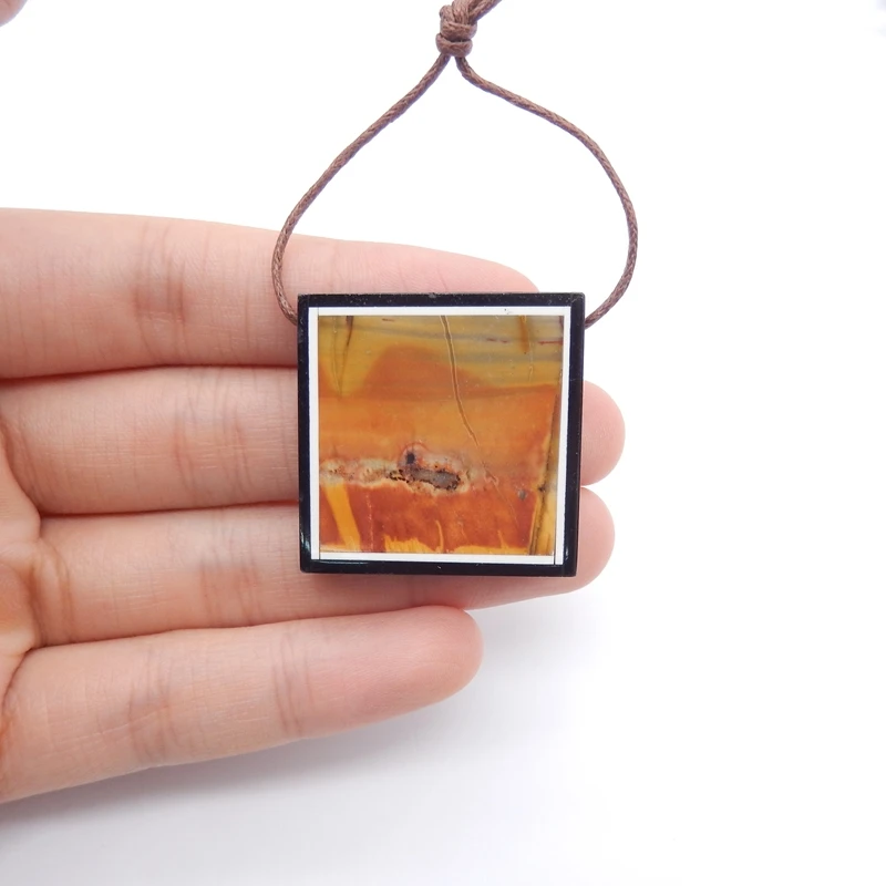 Natural Gemstone Intarsia Side Drilled Pendant Bead 31x5mm 12.7g Obsidian Howlite Multi-Color Picasso Jasper for Jewelry Making