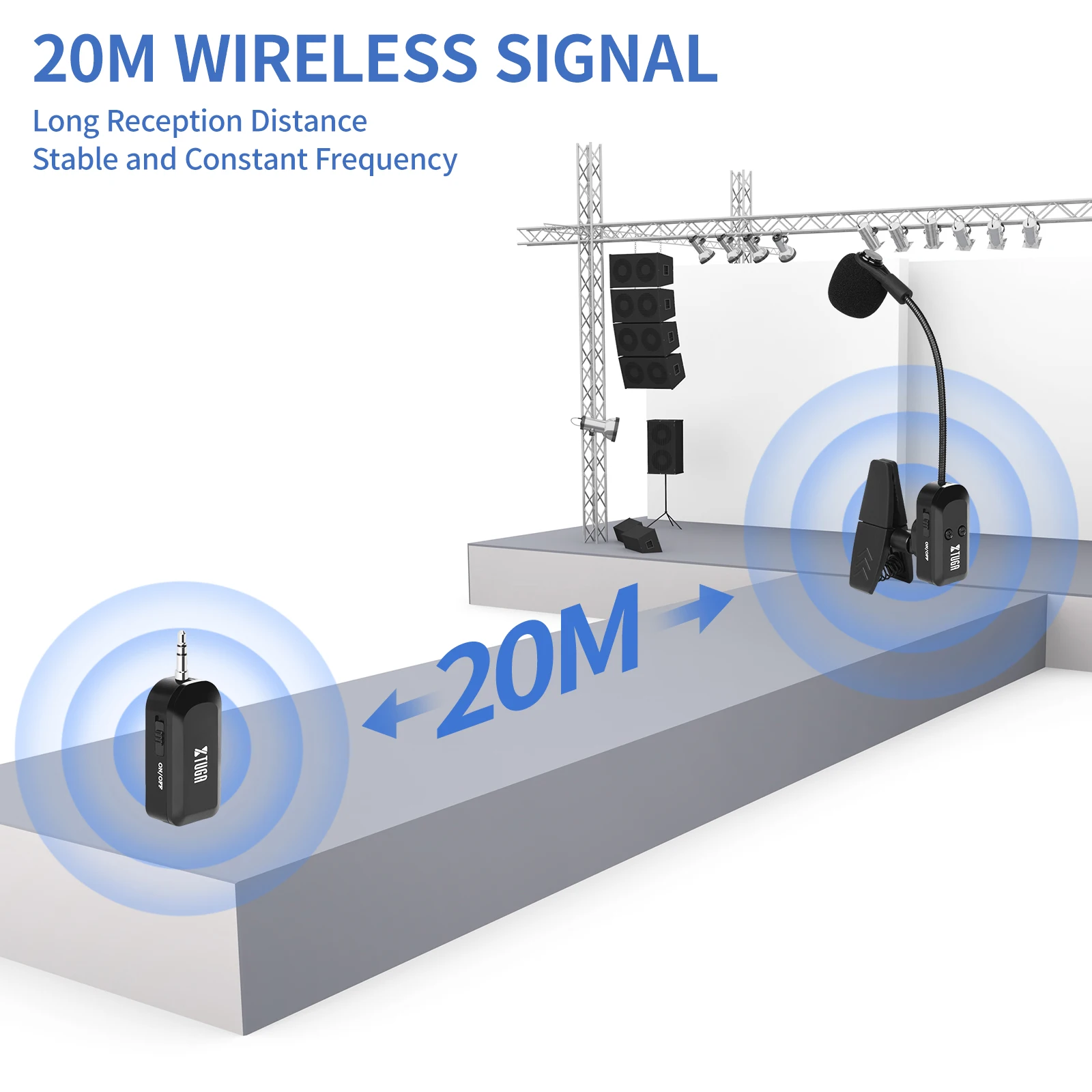 Sepuluh item TLF Xtuga KX721 Mikrofon Saksofon Nirkabel Penerima Tanpa Kabel Klip Alat Musik UHF Mic Pola Polar Kardioid
