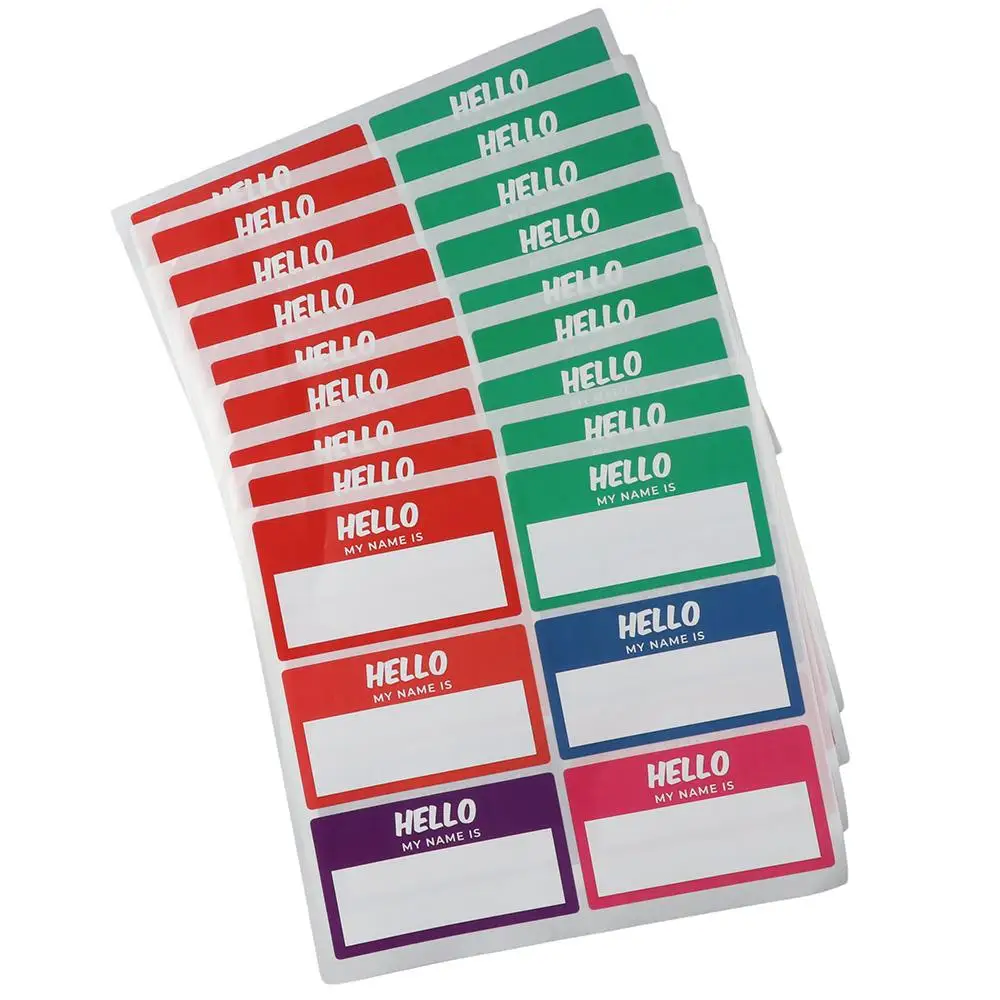 60 etiquetas de nombres, pegatinas de Hello My Name is de 6 colores, etiquetas adhesivas de nombres coloridas para oficina, reuniones, 3,5 "x 2" (10 hojas)