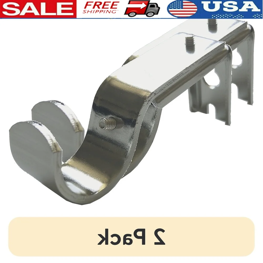

2 Pack Adjustable Curtain Rod Brackets 3/4 to 1 Inch Diameter Self-Drilling Wall Anchors Easy Installation Sturdy Steel Nickel
