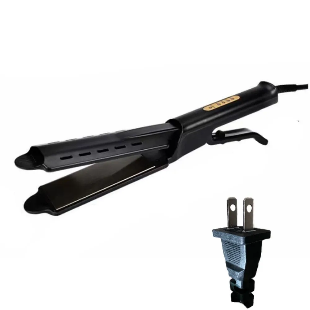 

2 in 1 Hair Straightener Wide Plate with Venting Hole Straightening Iron UK/EU/US Plug Fast Heating Professional Straightener