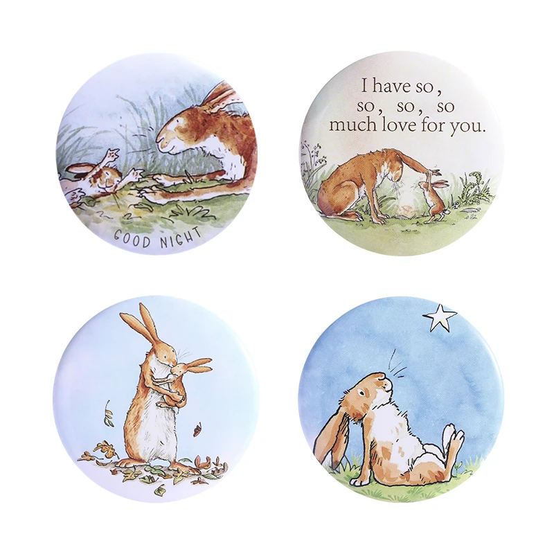 

Cartoon Parent-child Picture Book Tinplate Soft Button Pins Cute Rabbit I Have So Much Love for You Pin Lapel Badge Jewelry Gift