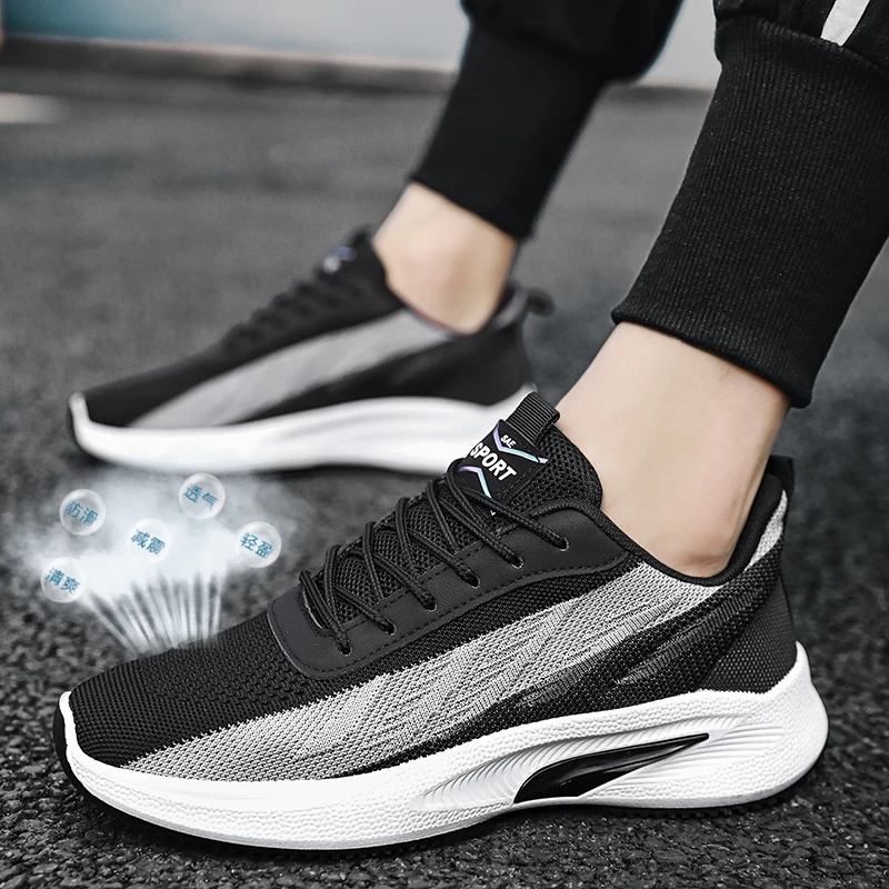 

High Quality Casual Sneakers Men Breathable Sport Shoes for Men Comfortable Lightweight Soft Soled Running Shoes Tenis Masculino
