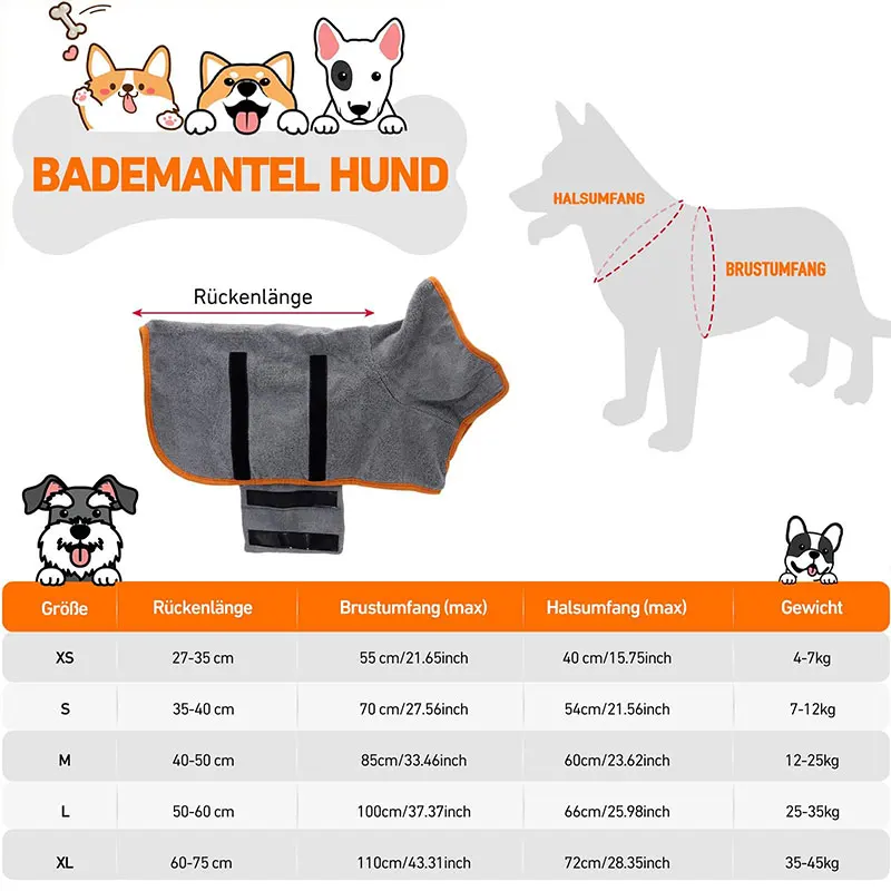 เสื้อคลุมอาบน้ำสำหรับสุนัข 2 in 1 แบบปรับได้ด้วยแถบตีนตุ๊กแก แห้งเร็ว ซึมซับน้ำได้ดีเยี่ยม สำหรับสุนัขขนาดเล็กถึงขนาดกลางหลังอาบน้ำ