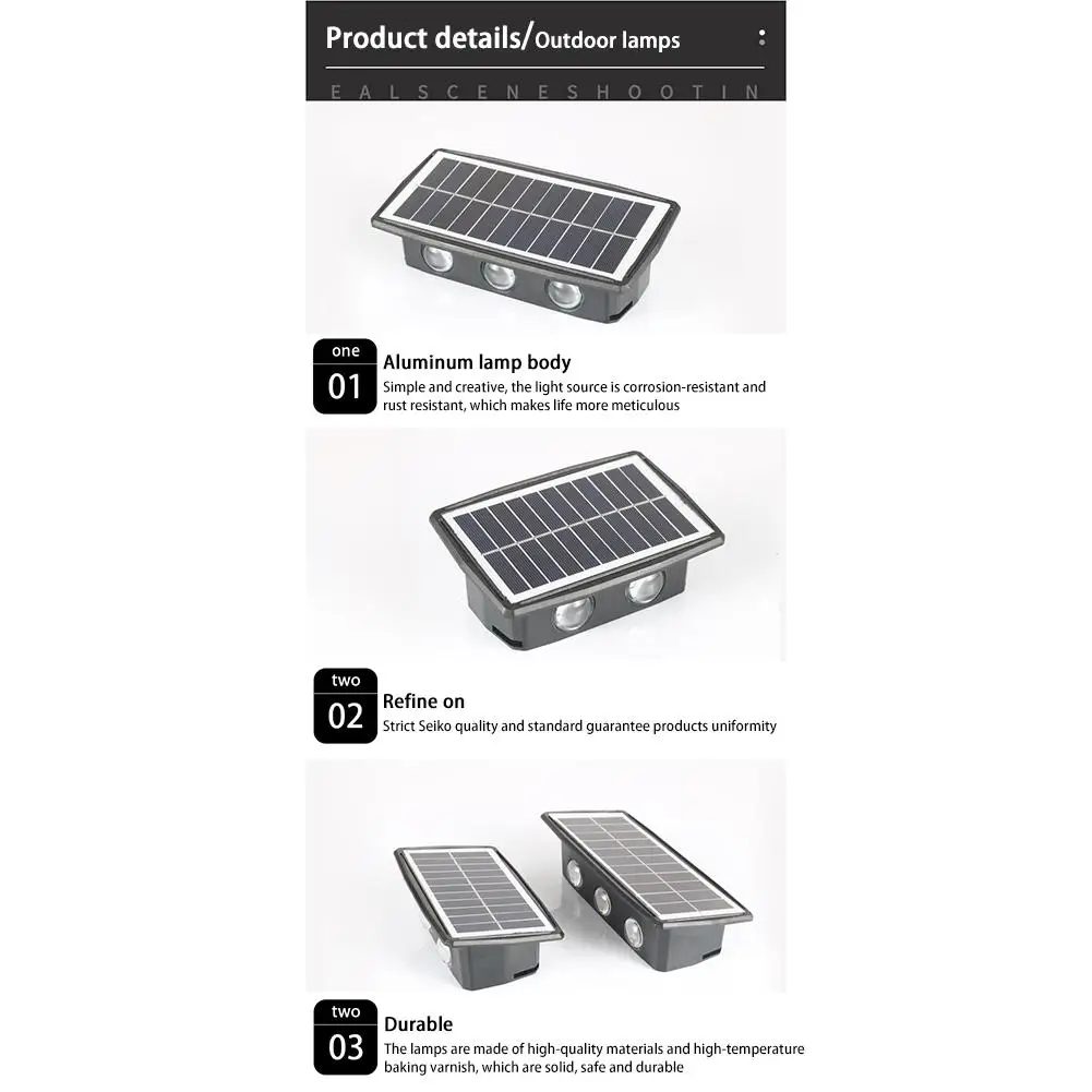 야외 LED 태양광 벽 조명, Ip65 방수 자동 유도 업 다운 램프, 정원 마당 울타리 장식