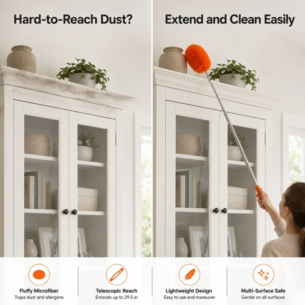 Microfiber Ceiling Fan Duster Extends Up To Long Handled Dust Locking Reusable And Cleaner Brush For Effortless Cleaning - view 4