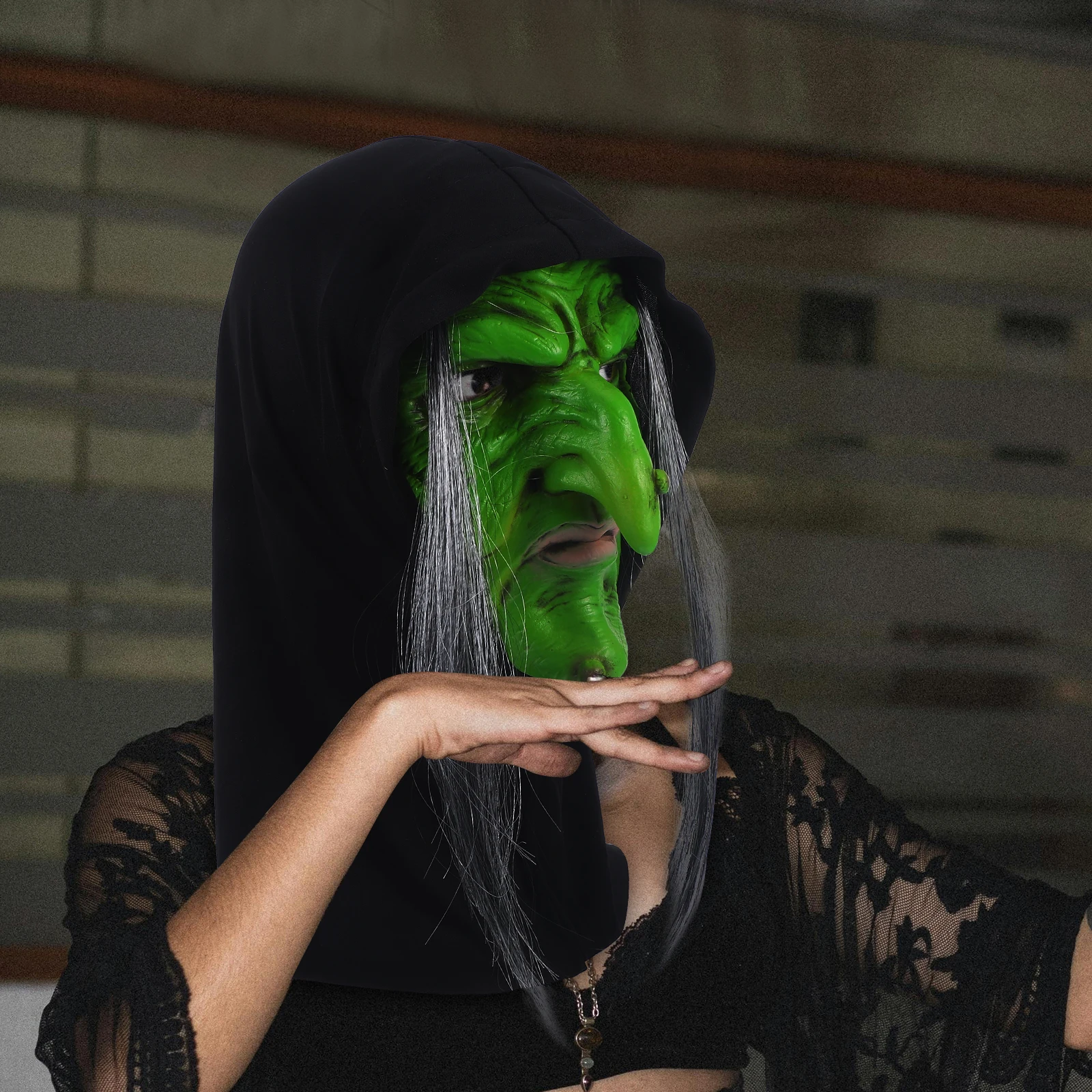 Realistisch Halloween Scary Spooky Kostuum Cosplay Party Heks Volwassen Horror Maskerade Gezicht Prop Licht Comfortabel Latexhaunted