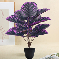 1 Very Beautiful Artificial Violet Tree Indoor and Outdoor Bonsai Vase Flower Basket Cuttings Room Garden Porch Decoration Simulated Green Plants Without Flower Pots