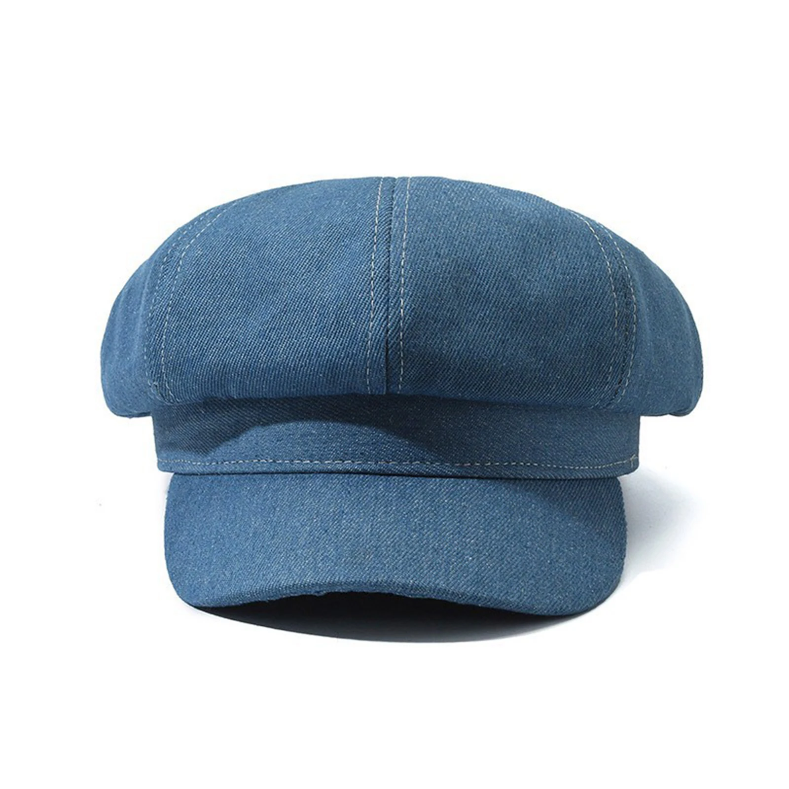 Damen Denim Newsboy Baskenmütze Schirmmütze Eleganter Paperboy Painter 8-Panel Achteckiger Hut