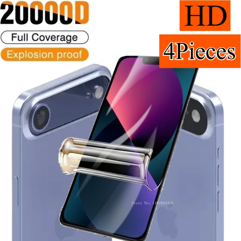 

4Pcs Protective Film for IPhone 17 16 Pro Max 15 14 13 12 11 Pro Mini Screen Protector for IPhone Air XR XS Max Hydrogel Film