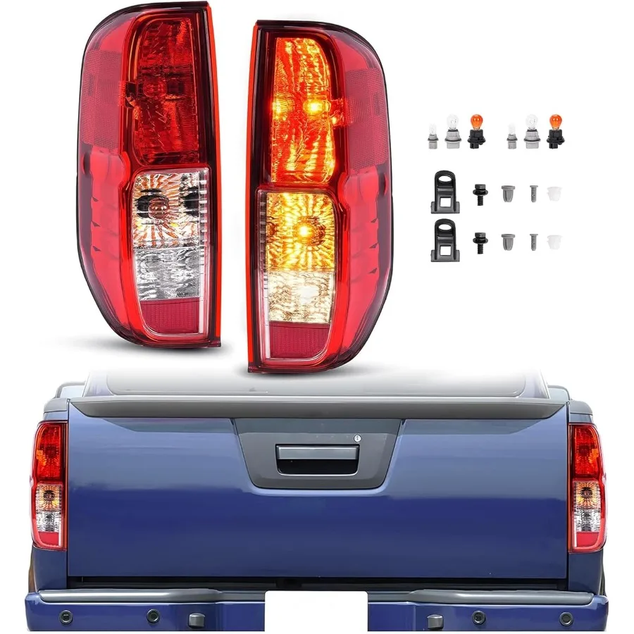 

Пара задних фонарей, галогенные с лампочками, совместимые с Nissan Frontier 2005-2021, задние стоп-сигналы, красные линзы, замена со стороны водителя и пассажира