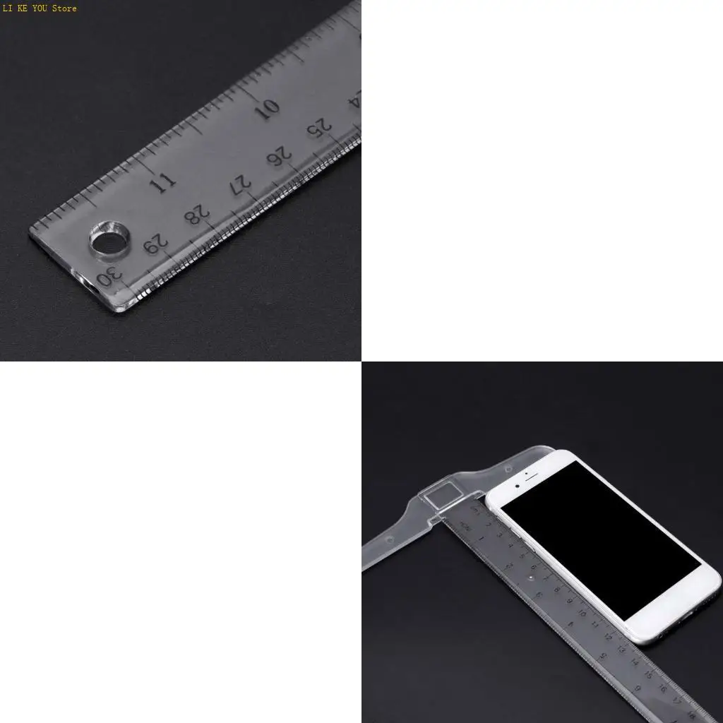 W3JE 30cm Plastic T Ruler Clear Measurement Straight Ruler Measure Tool Durable