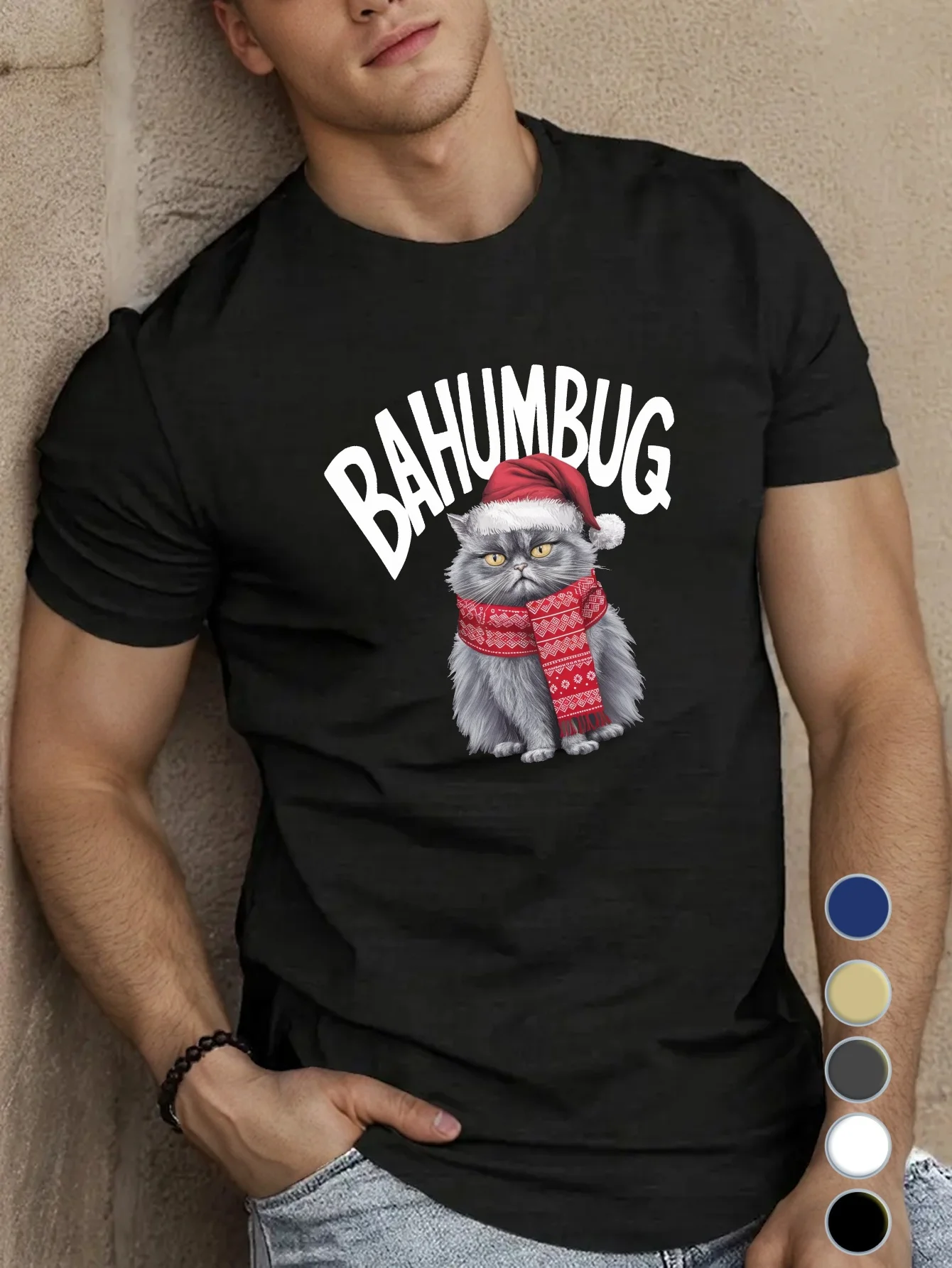 

Мужская летняя футболка с короткими рукавами в рождественском стиле.