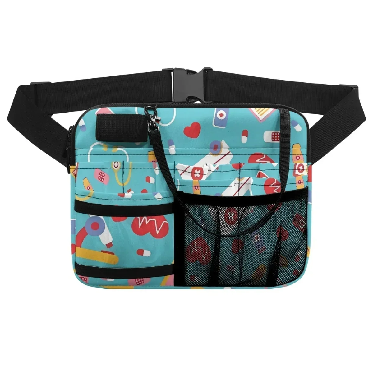 Adjustable Nurse Waist Bags Cartoon Ambulance Healthcare Equipment Print Fashion Ladies Organizer Pouch Multi Pocket Belt Bags