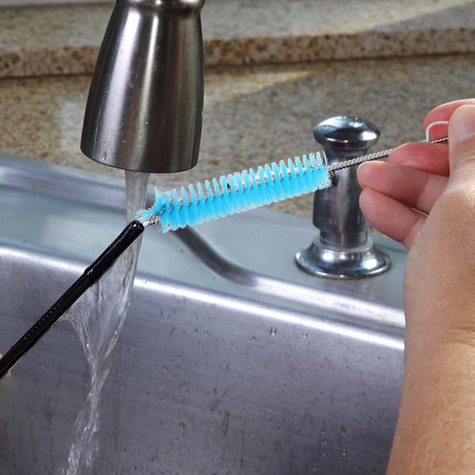 

2pcs Tube Cleaning Brush Dual Head Pipe Clog Remover Spring Brush Stainless Steel Nylon Long Handle Bathroom Toilet