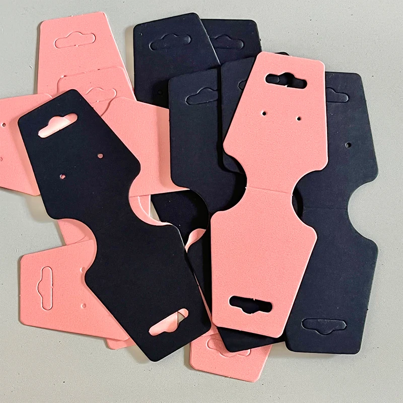 100PCS Foldable Jewelry Display Cards 12×4.5cm NO Logo Blank Black Pink Paper Tags DIY Earring Necklace Packaging Label Retail