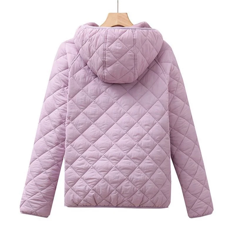 Light Thin Cotton-padded Clothes Women's Short Coat Spring Autumn Loose Hooded Warm Jacket Lady Casual Tops Quilted Outerwear