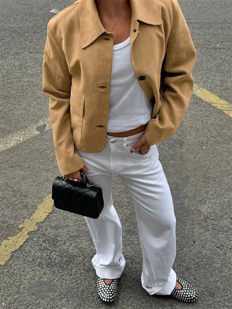 Elegant Autumn Fashion Jackets For Women Patchwork Lapel Solid 2025 New Commute High Waist Slim Coat Female Casual Jackets