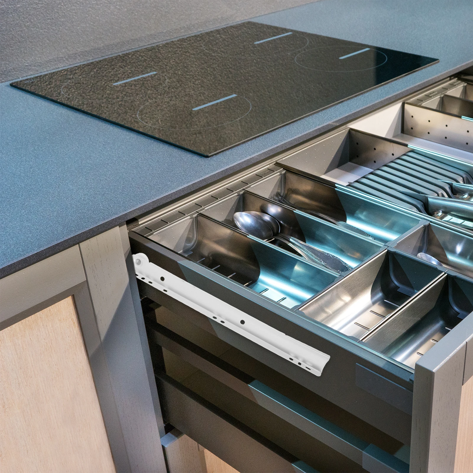 

2Pairs Steel Drawer Slide Rails Wear Resistant Smooth Cabinet Drawer Slides for Kitchen Wardrobe Furniture Guide Rail