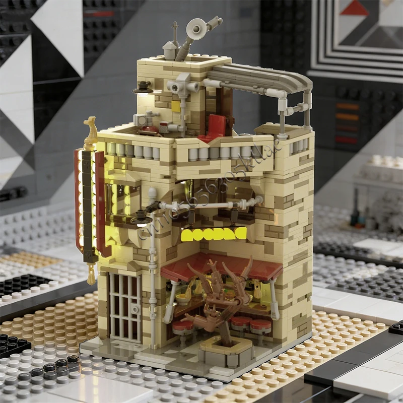 1364 PCS Medieval 16x16 Noodle Shop MOC Customize Modular Building Block Educational Simple Popular Brick DIY Toy Birthday Gift