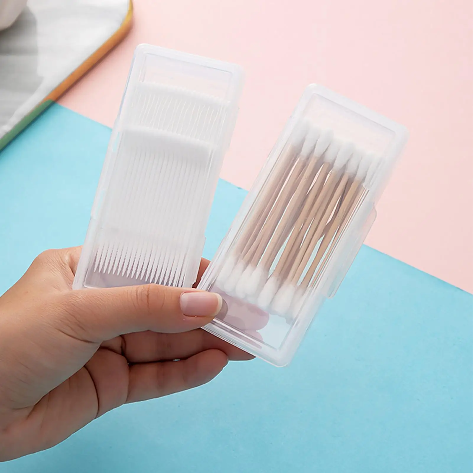 1pc Clear Storage Box Storage Box Multipurpose For Game Card Rectangular hair clips Floss Cotton Swab Holder Case Organizer