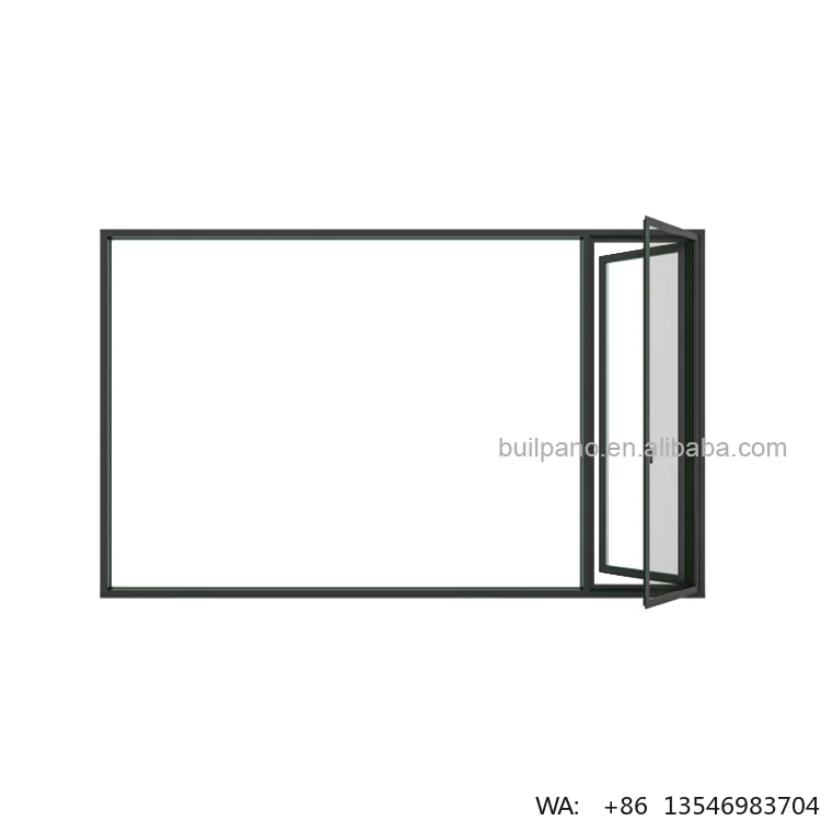 Modern Bay Window Lowes Double Glazed Thermal Break Aluminum Casement Windows with Louver Tempered Glass for Entry