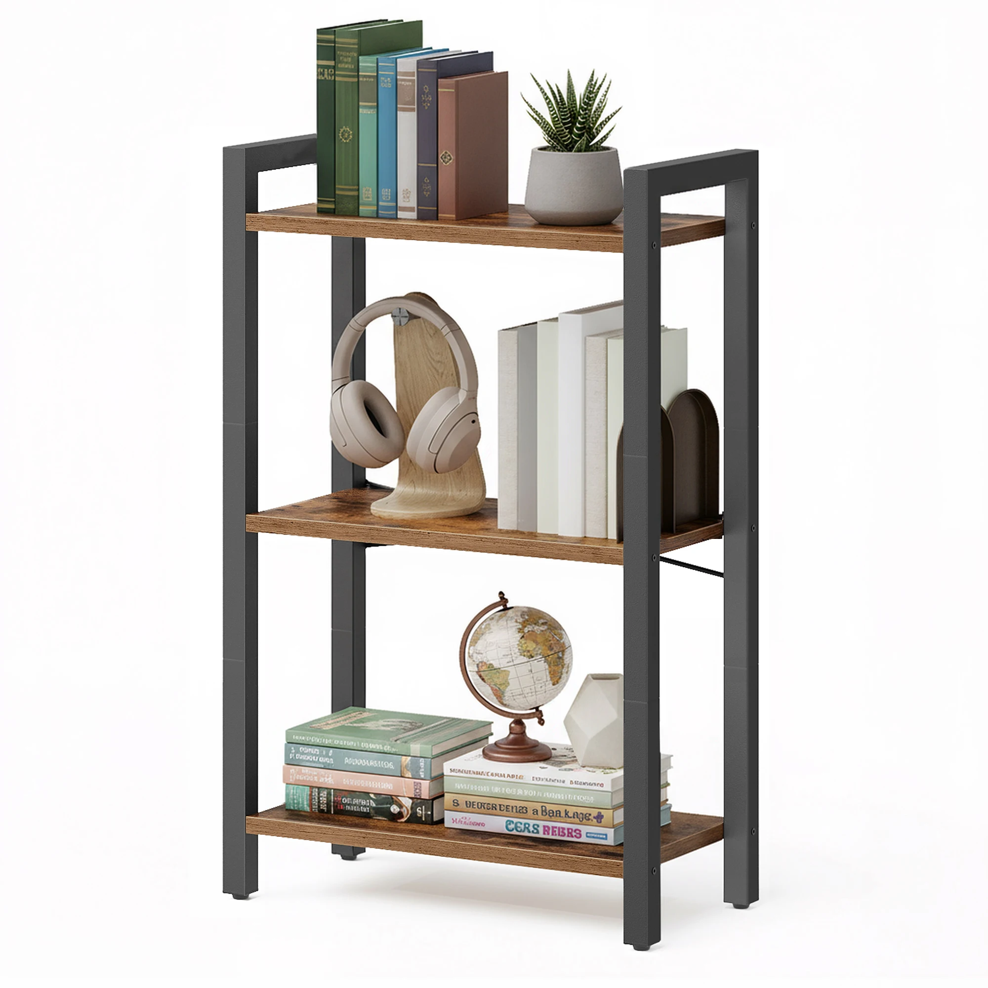 Image of VASAGLE Regal, Bücherregal, Standregal, DVD-Regal, mit 3 Ebenen, Büroregal, offene Ablagen, für Büro, Wohnzimmer, Schlafzimmer