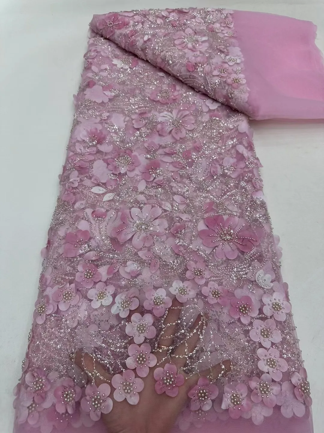 

Super Top Lace Fabric for Paty Dress Luxury Embroidery Beads Net Lace with Sequins Wedding Party Dress