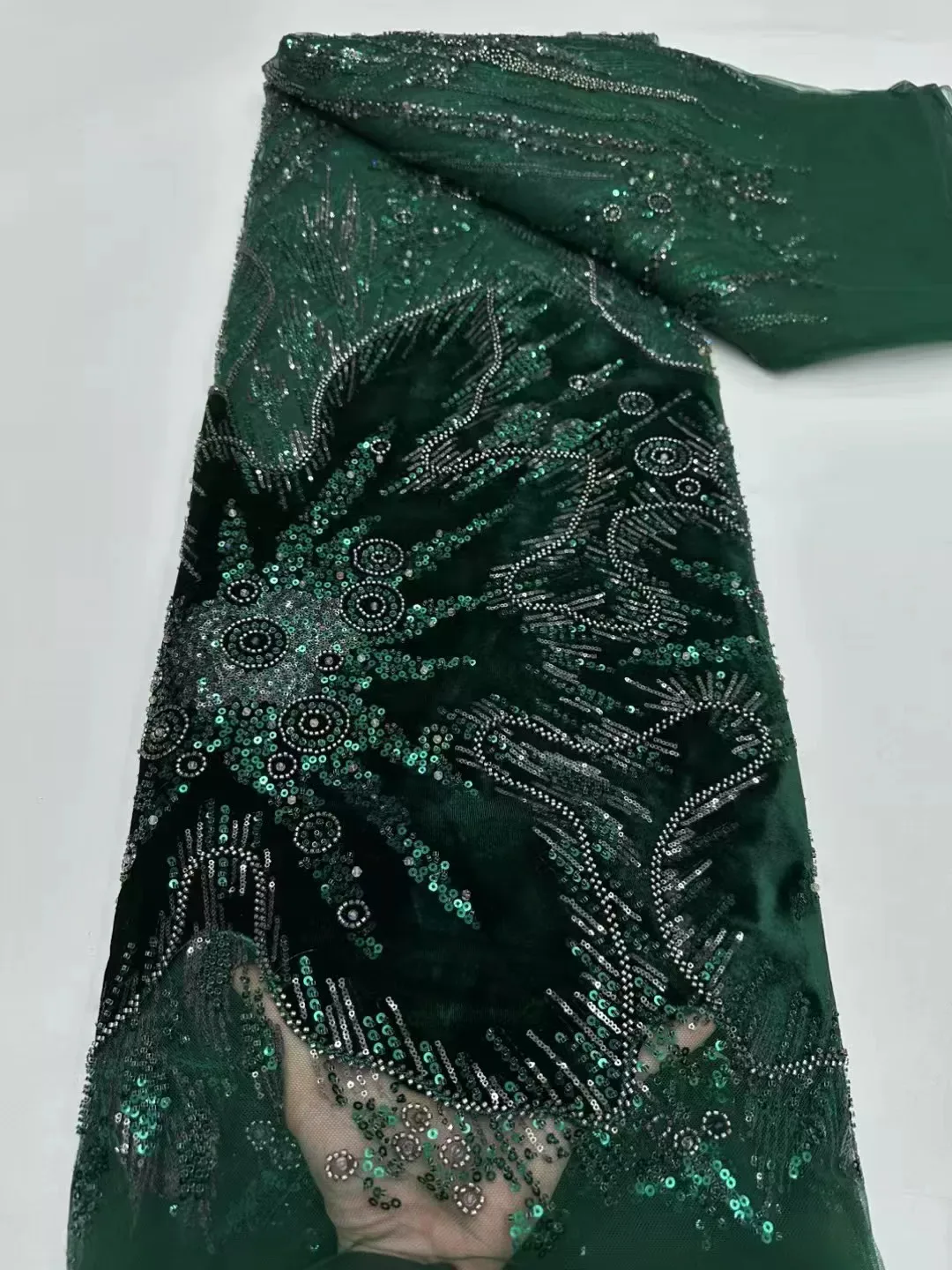 

5yard Velvet sequin embroidery telas,Evening gown,soft lace fabric,Wedding cheongsam designer fabric for clothing