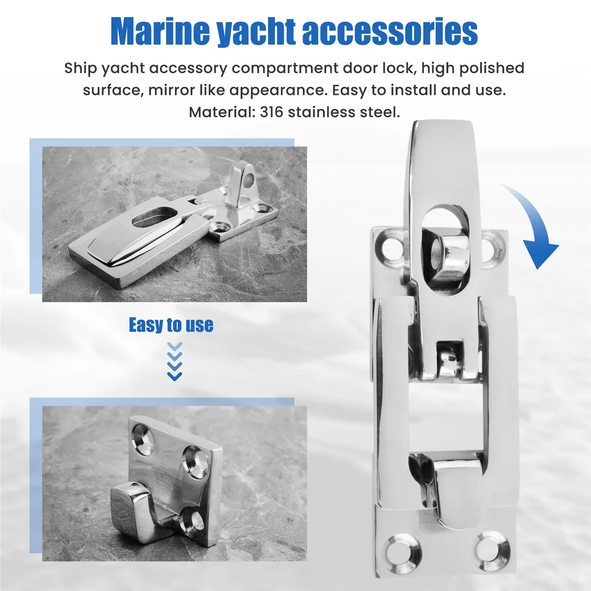 316 Stainless Steel Marine Boat Door Lock Latch Catch Anti-Rattle Fastener Clamp 70Mm Marine Hardware