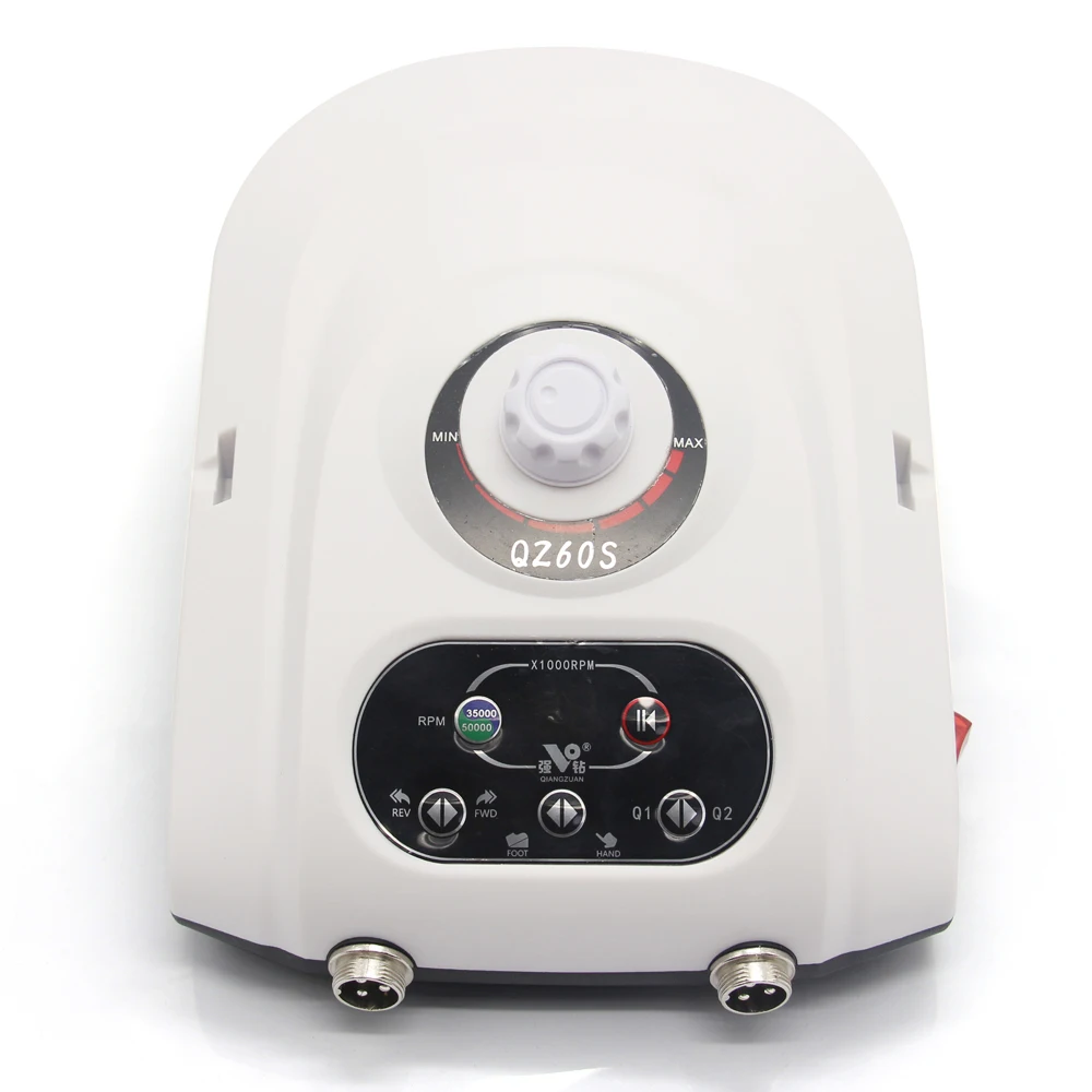 FREE SHIPPING 2020 New Model 50,000 rpm electric nail drill machine brushless jewelry micromotor with double handpiece QZ60S