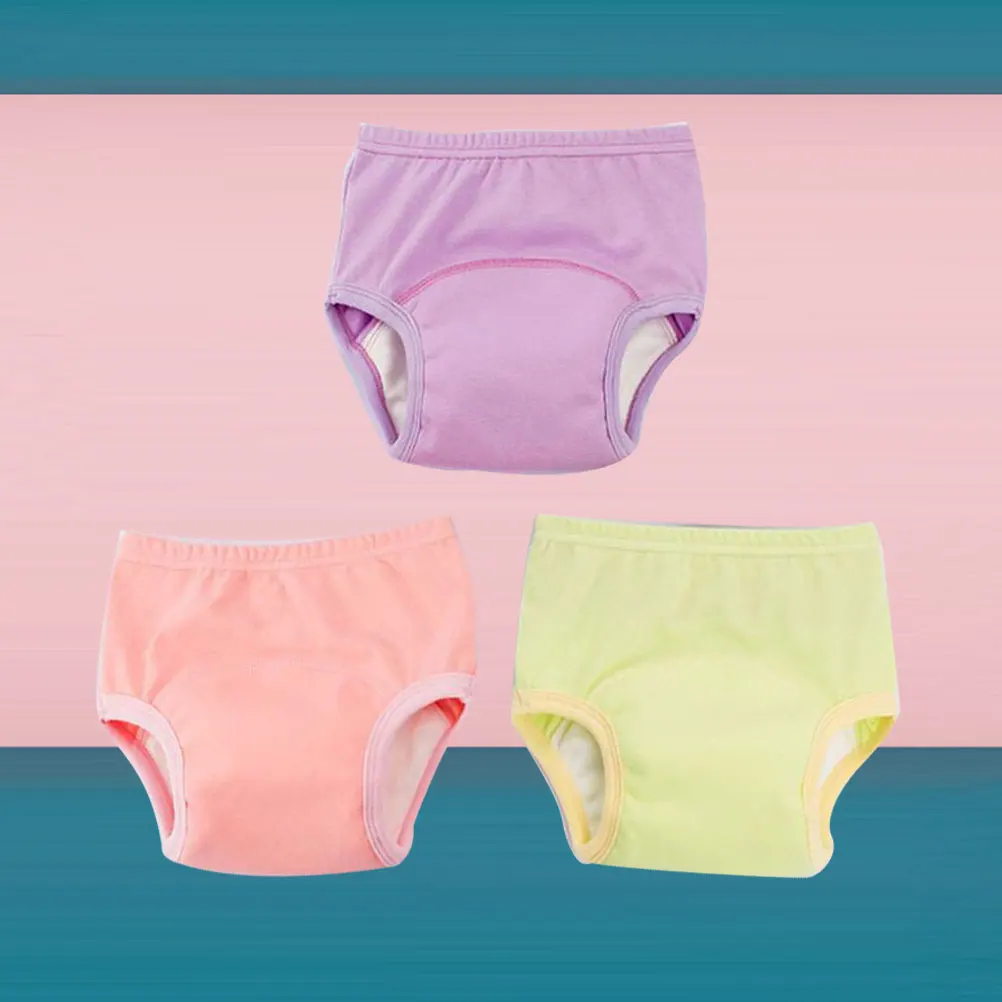 

3pcs 80Cm Breathable Baby Training Pants Washable Cotton Diaper Pants Thickened Crotch Comfortable Protection Infant Diaper
