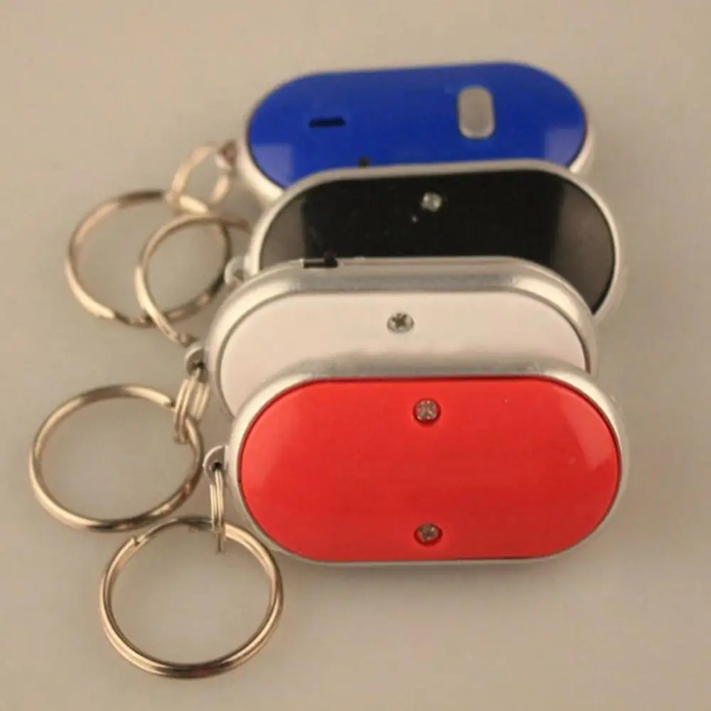 LED Whistle Key Finder Locator Keychain Whistle Sound Control Alarm Flashing Beeping Remote Anti-Lost Key Tracker Tool Keyring