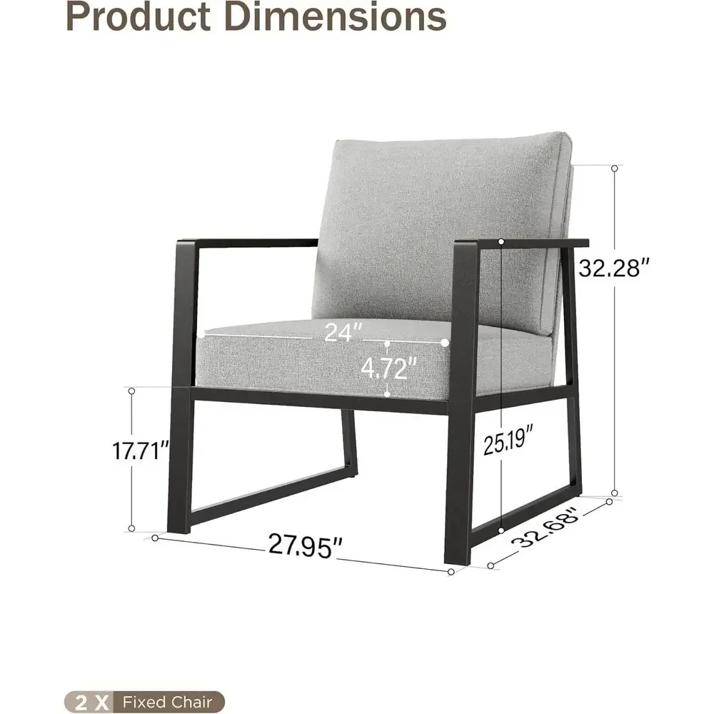Patio urniture Metal Armchair,2 PCS All-Weather Outdoor Contemporary Soa Chair,Black e with Textilene Cushion（Backyard ICON Coll
