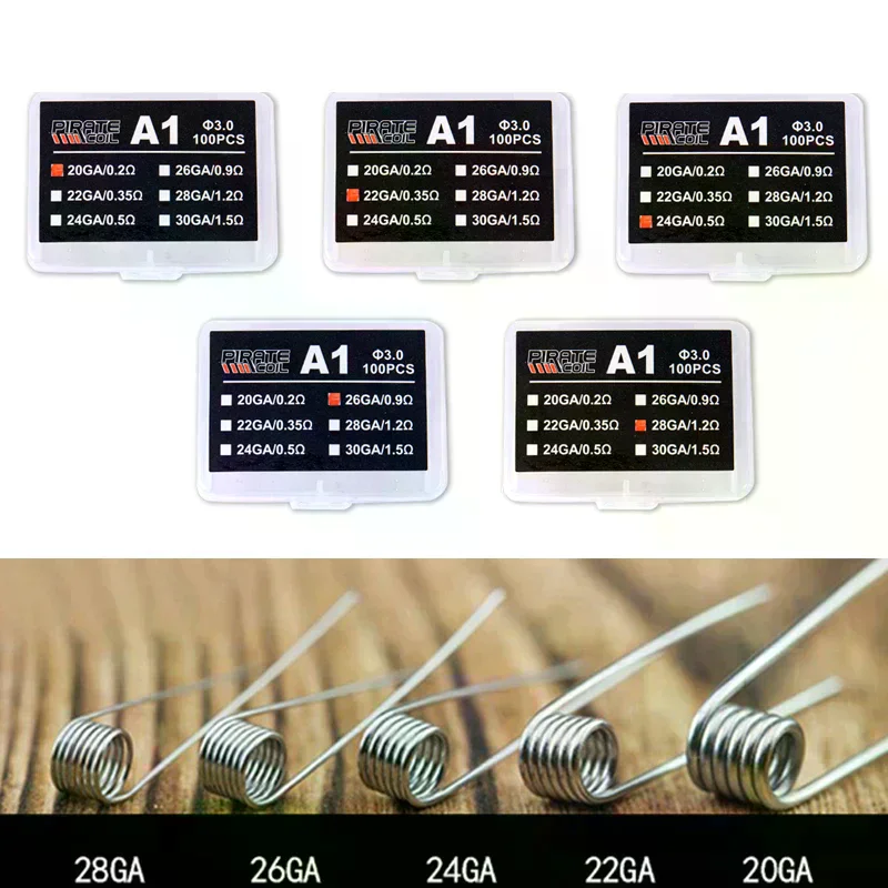 100 Pcs Box High Quality A1 Coil Wire Heating Resistance Prebuilt Coil 3.0 Circle Diameter