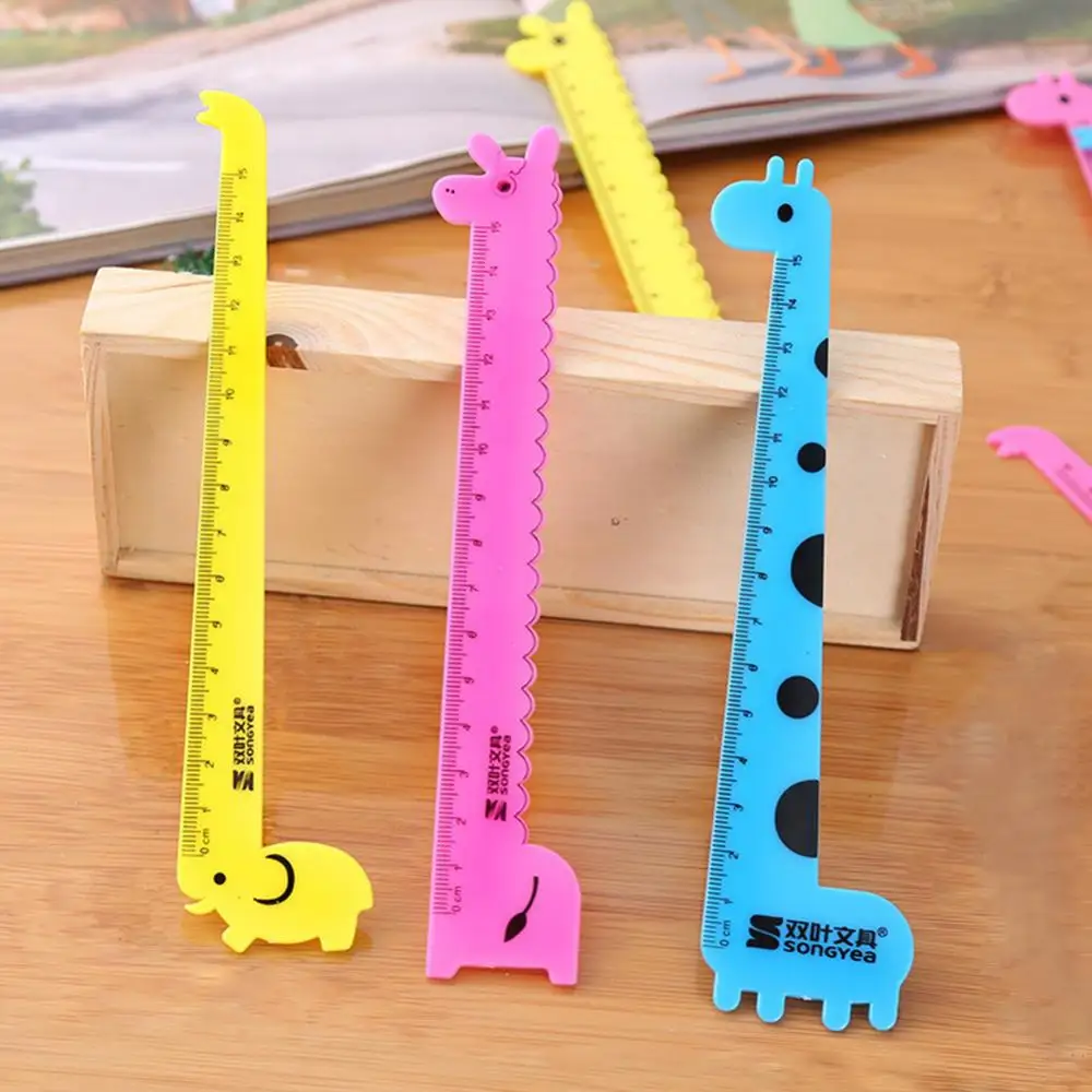 Cute Cartoon Giraffe Animal Plastic Ruler Kids Student School Stationery Gift School Supplies Planner Accessories Student Prize