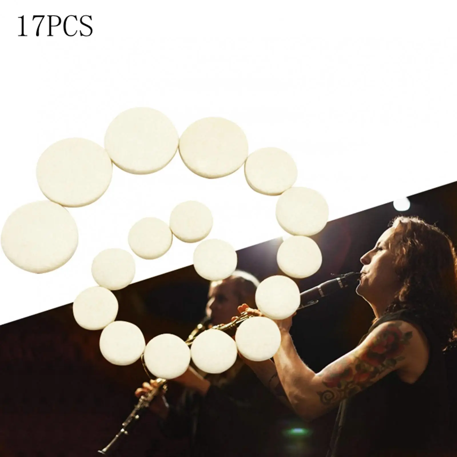 

17 шт./компл. SLADE кларнет Сменные прокладки 17,3 мм 15,1 мм 12 мм 10 мм белые духовые инструменты детали и аксессуары