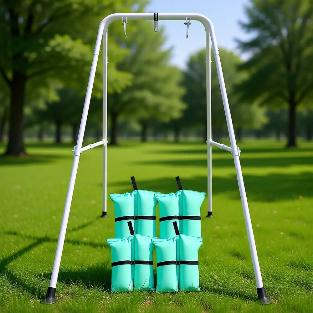 

Children's Metal Swing Set for Outdoor and Indoor Play (White)