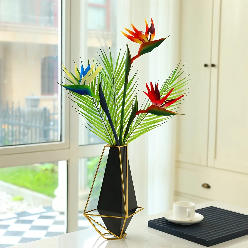 3pcs, long stemmed artificial flower paradise bird crane magnolia tropical plant, for home kitchen and living room decoration