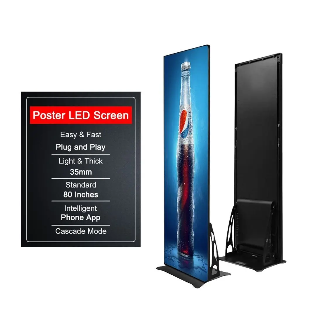 Publicidad interior móvil, triple pliegue, 3 lados/plegable, pancarta Led P2.5, pantalla de visualización de carteles LED Digital de alto brillo