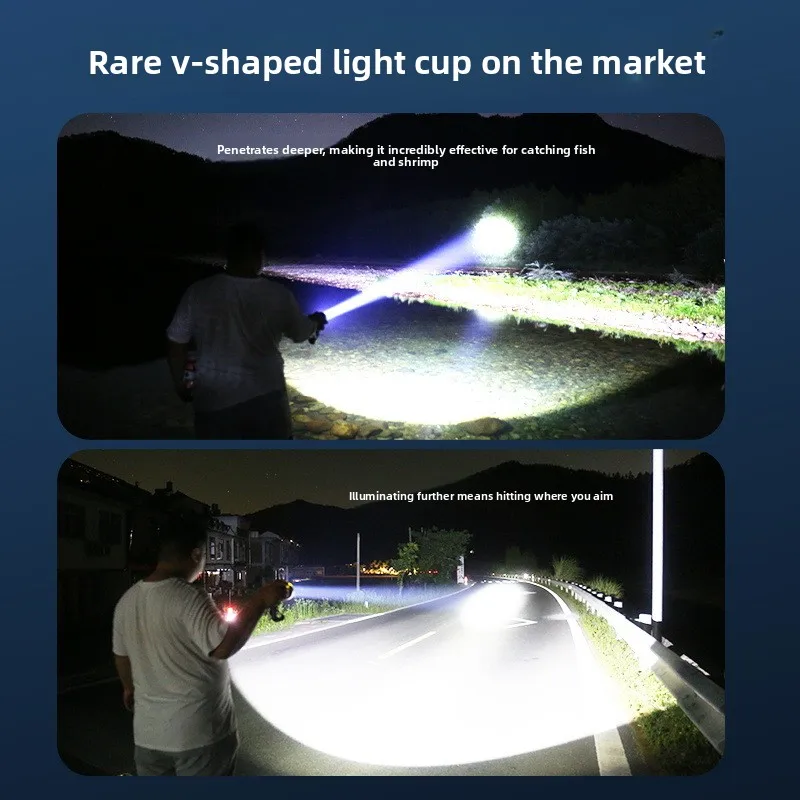 New Stainless Steel Flashlight - Super Bright, Rechargeable, Portable for Outdoor Hiking, Emergency, Fixed Focus White Laser