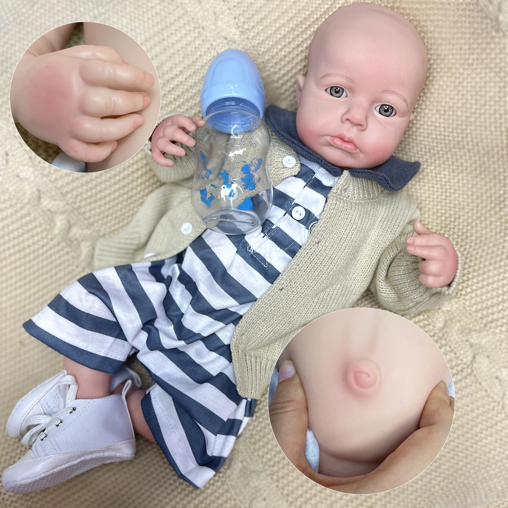 Attyi 18inch Reborn Baby Doll Full Body Solid Silicone Realistic Newborn Loulou Boy Dolls boneca bebê reborn grande