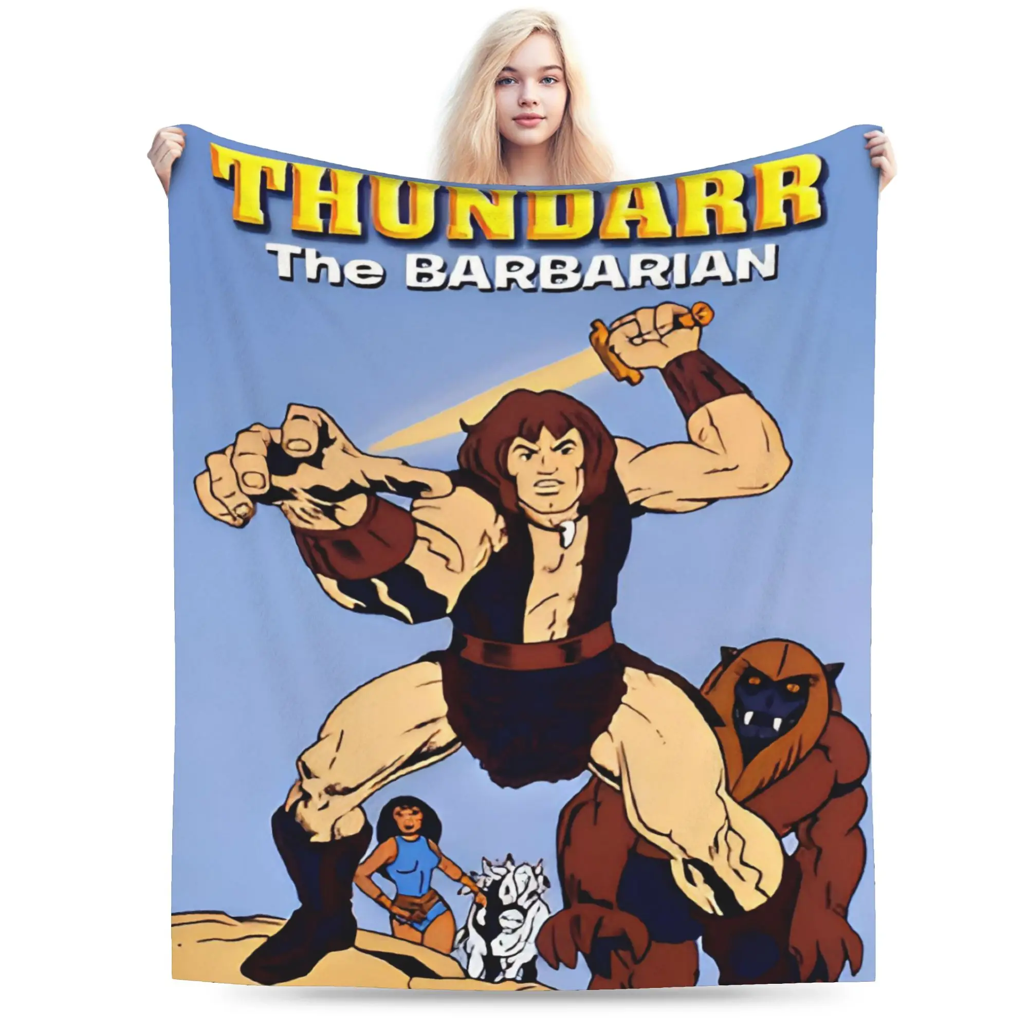 Super Soft Thundarr The Barbarian Throw Blanket Premium Fleece Flannel Lightweight  Bed Blanket Fuzzy Plush Blankets All Season