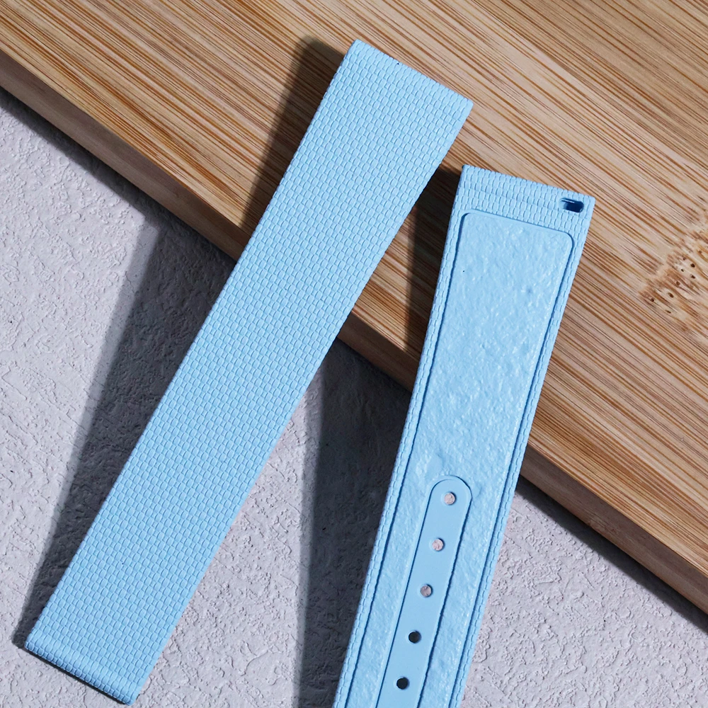 FKM Watch Strap Fit For Omega Speedmaster X Swatch 20mm Dustproof Soft Multiple Colors Choice Watch Band For Women Man