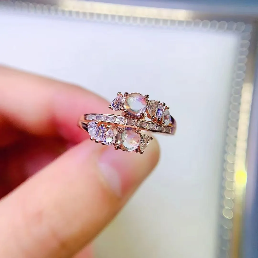 

KJJEAXCMY High End Women's Ring Natural Moonstone S925 Silver with Electroplating Boasting High Clarity Full Brilliance Gift