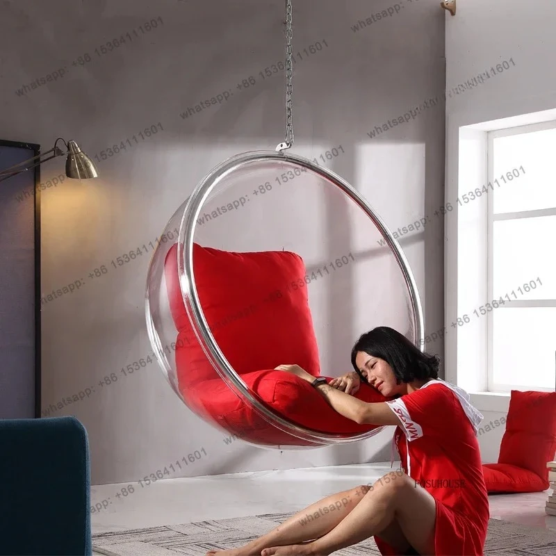 FGNordic Patio Swing Hammock Balcony Leisure Egg-shaped Chair Indoor and Outdoor Swing Creative Acrylic Transparent Hanging Bask