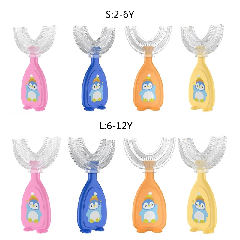 Escova de dentes infantil em forma de U de silicone macio para treinamento e limpeza de dentes A2UB