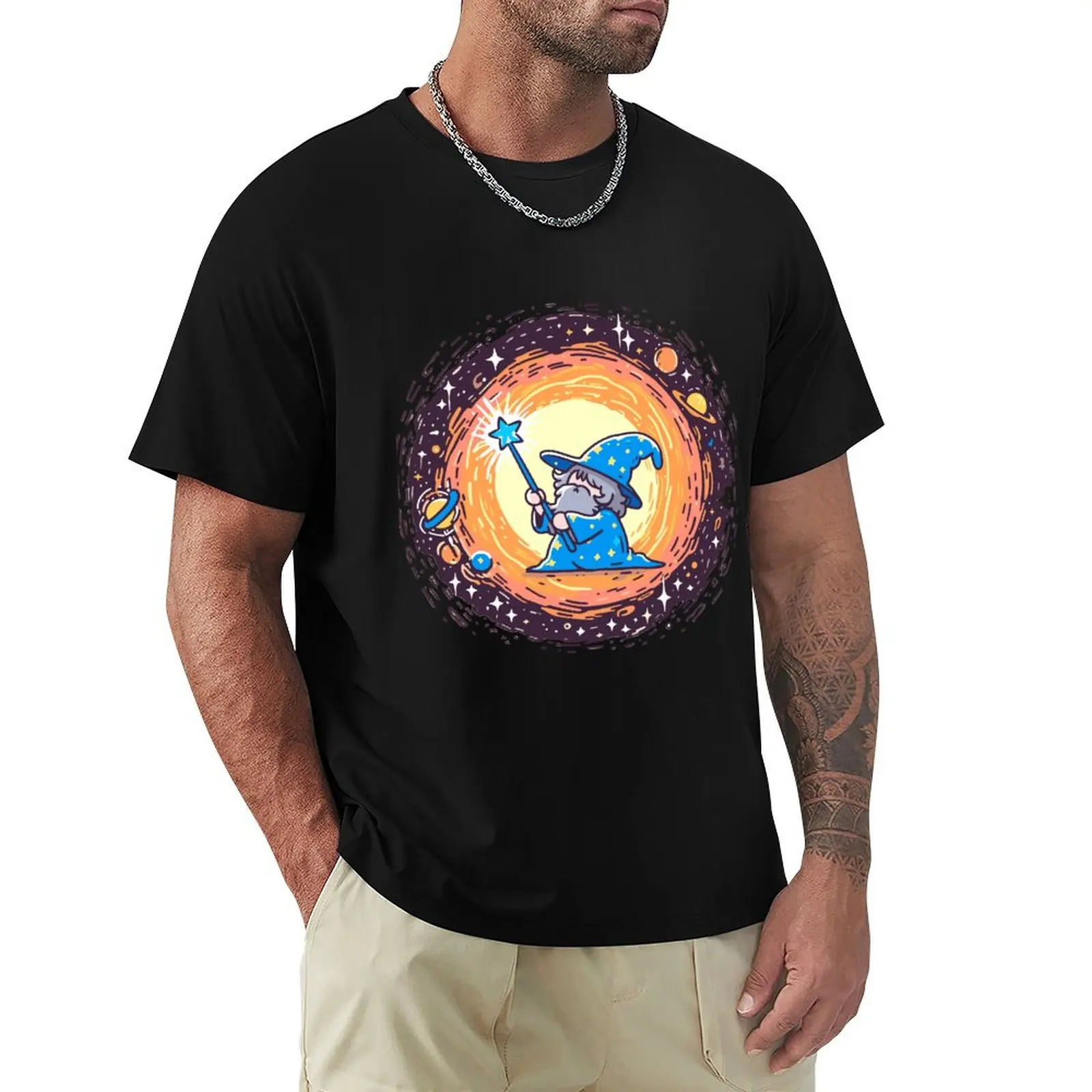 Galactic Gateway: Doodle of a Wizard's Portal T-Shirt vintage t shirts tops anime stuff cotton graphic tees t shirts for men