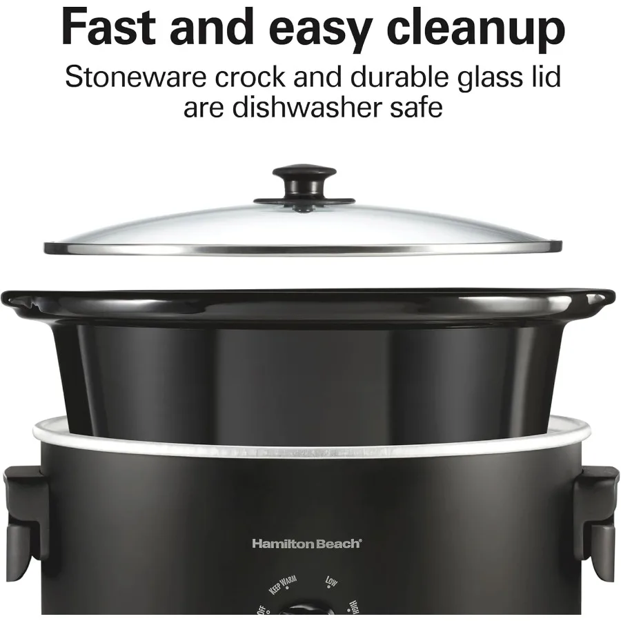 طباخ بطيء سعة 7 لتر مع مقابض قابلة للطي موفرة للمساحة للطهي المنزلي الفعال 3 إعدادات للحرارة لإعداد الوجبات متعددة الاستخدامات #5