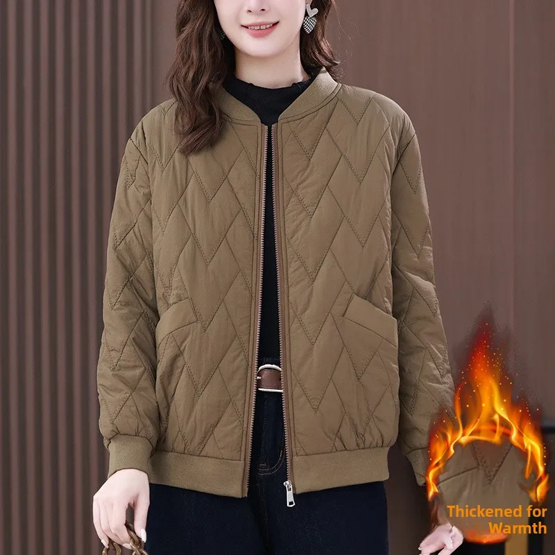 

Lightweight Thiened Cotton Jaet Women's ort Sle Autumn Winter New Faion Mom's Sli Anti-Aging Diamond Patterned ...